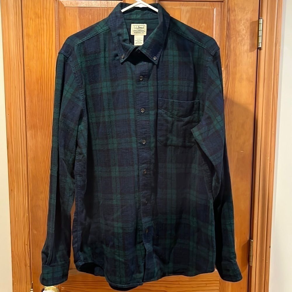 L.L.Bean Scotch plaid button down shirt size medium.